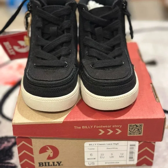 Billy Kids Black High-Top Sneakers - Picture 1 of 7